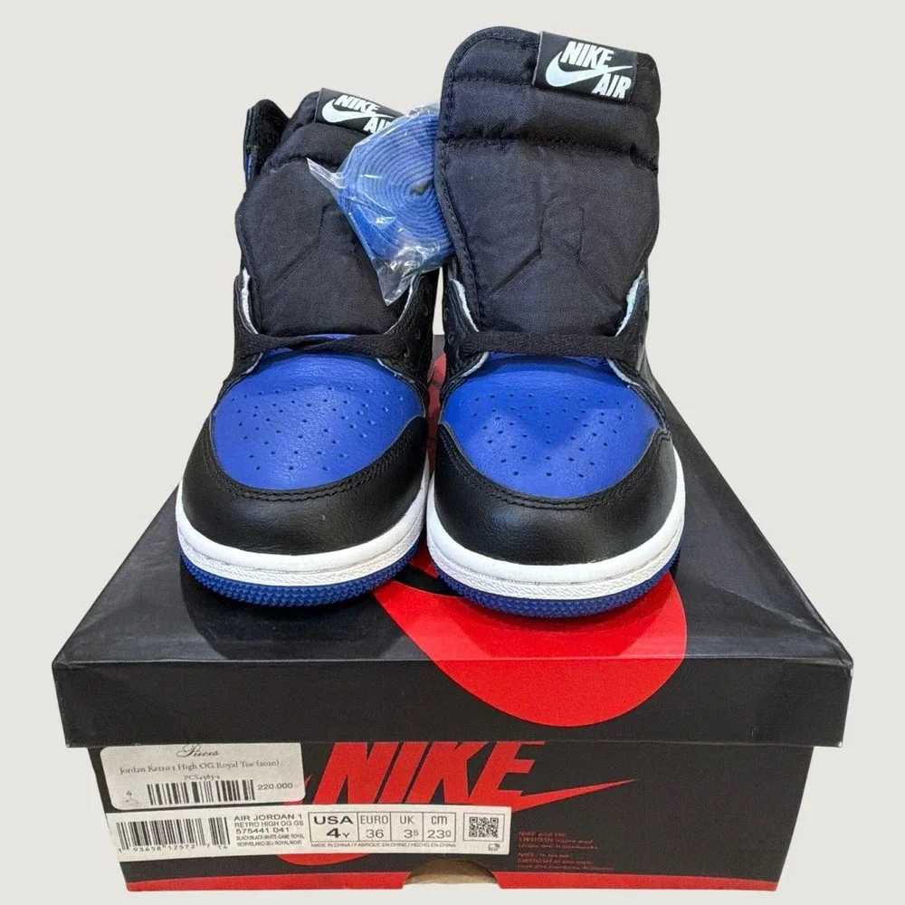 Jordan 1 Retro High OG Royal Toe 2020 Black White Game Royal 575441-041 4Y